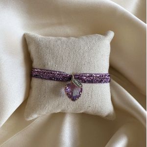 Bracelet Glitter Heart Purple