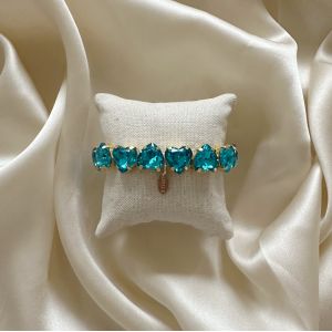 Bracelet Coeur Strass Aquamarine