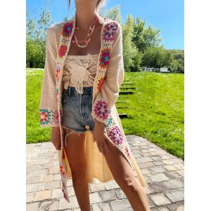 Gilet Long Flowers