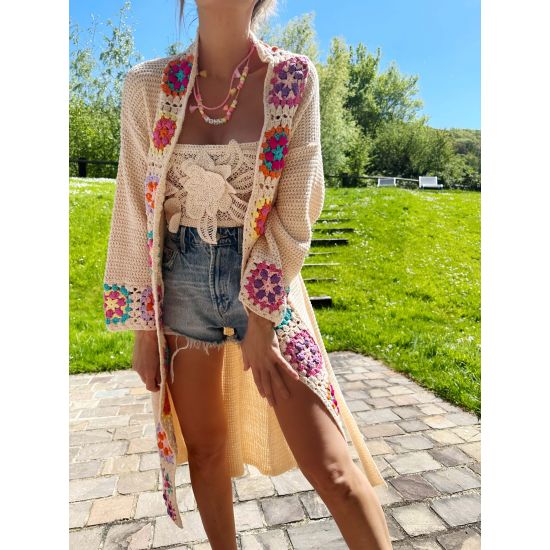 Gilet Long Flowers