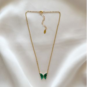 Collier Butterfly Emeraude
