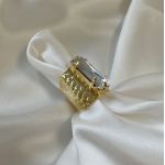 Bague Baguette Gold Martelée Cristal