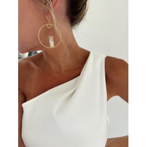 Boucles d&#039;oreilles Sphère Baguette Gold Cristal