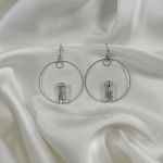 Sphere Baguette Silver Crystal Earrings ( sold in pairs)