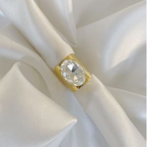 Bague Ellipse Gold Martelée Cristal