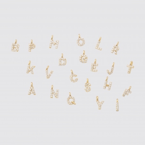 Mini Lettre pour bijou personnalisable  Plaqué Or 14K serti Zircon Crystal