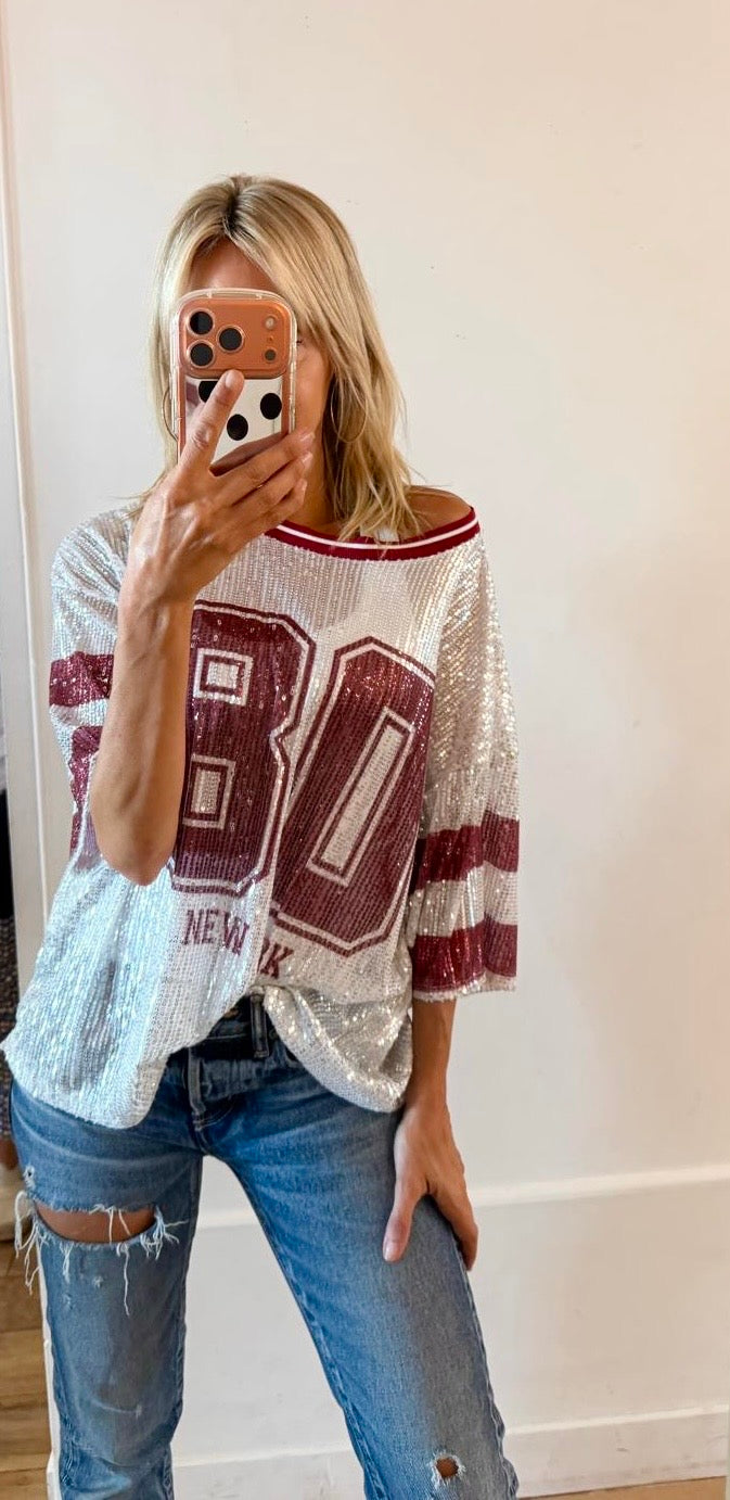 TEE SHIRT New York 80 bordeaux