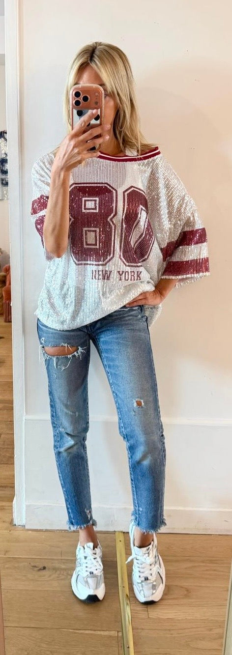 TEE SHIRT New York 80 bordeaux