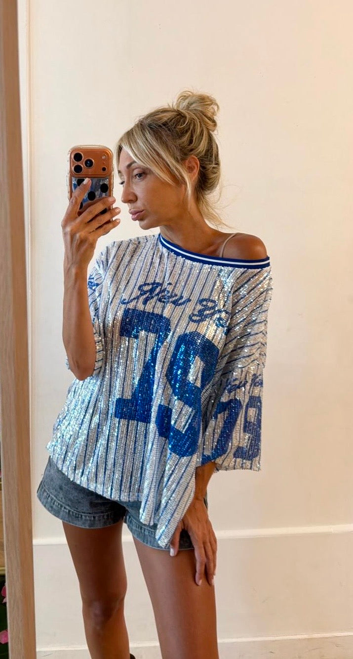 TEE SHIRT New York 79 Baseball bleu