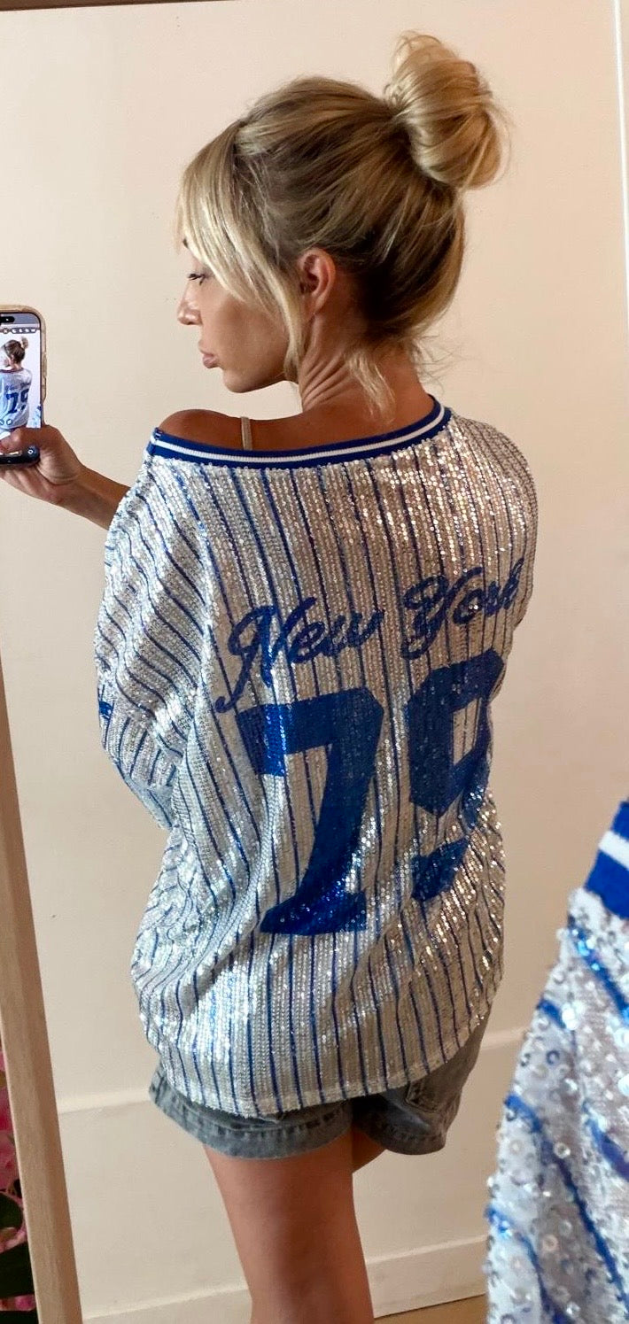 TEE SHIRT New York 79 Baseball bleu
