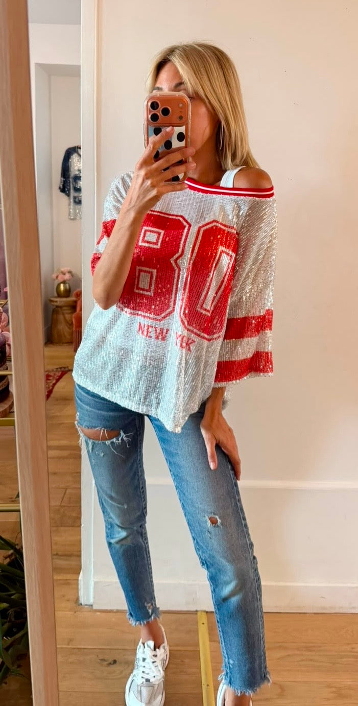 TEE SHIRT New York 80 rouge