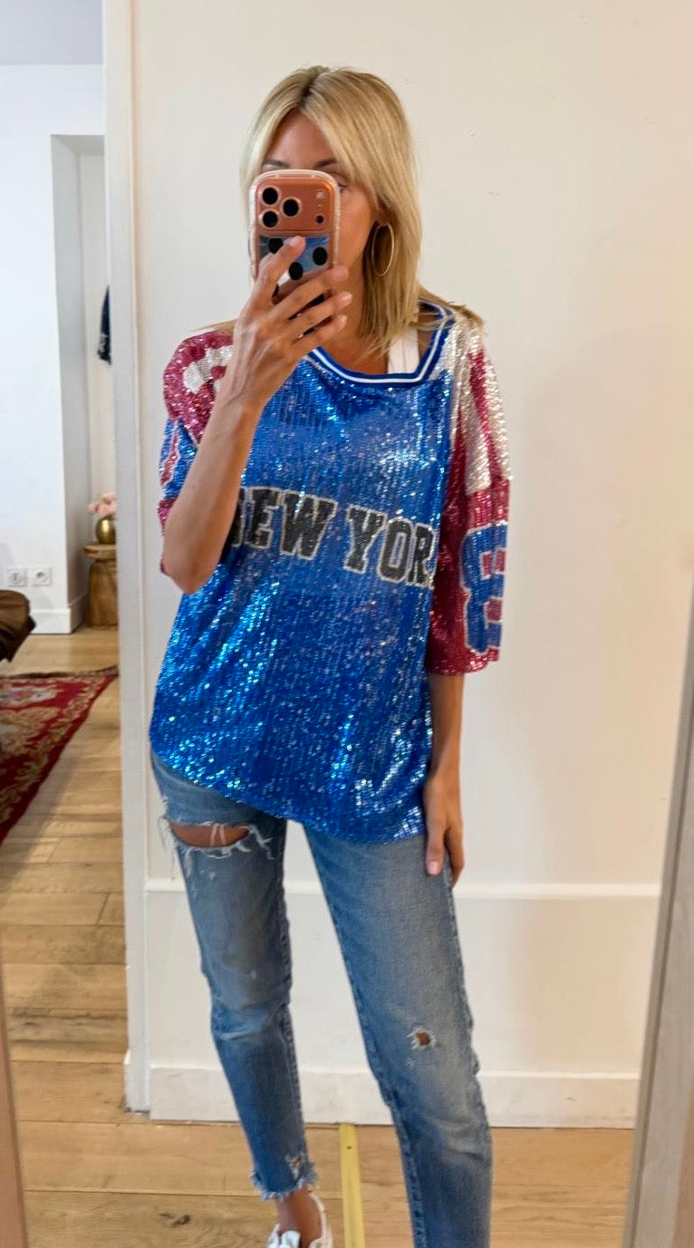 TEE SHIRT New York 88 bleu