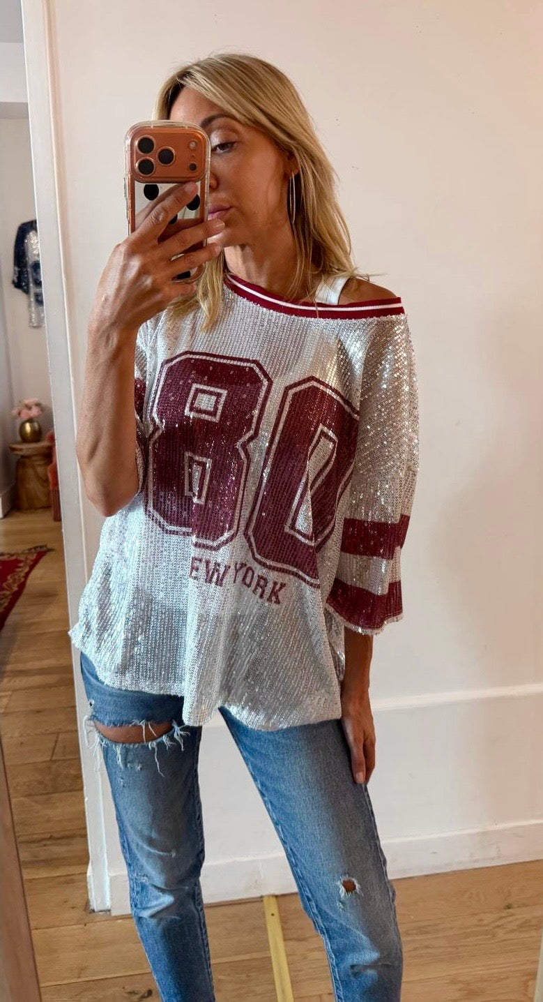 TEE SHIRT New York 80 bordeaux