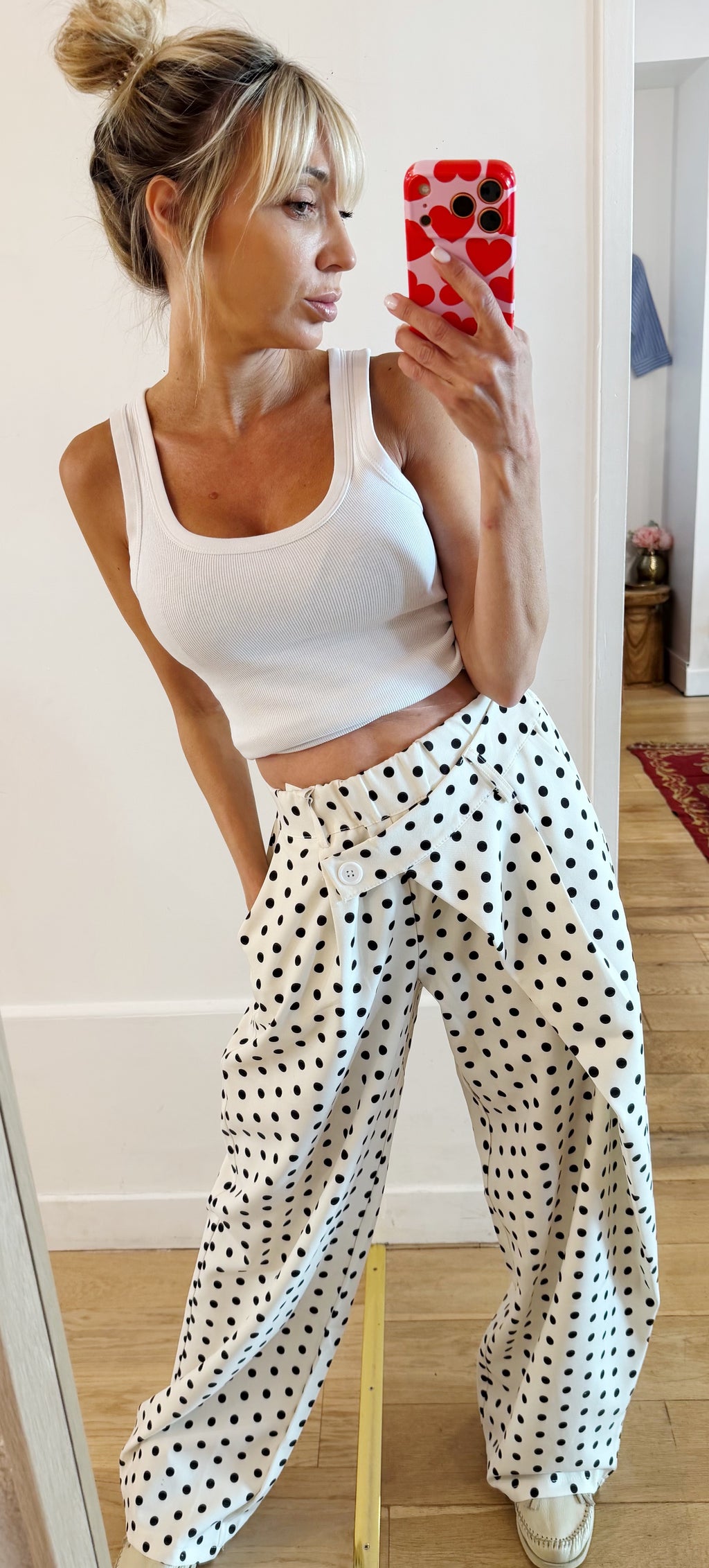 PANTALON Jaguar Blanc à pois