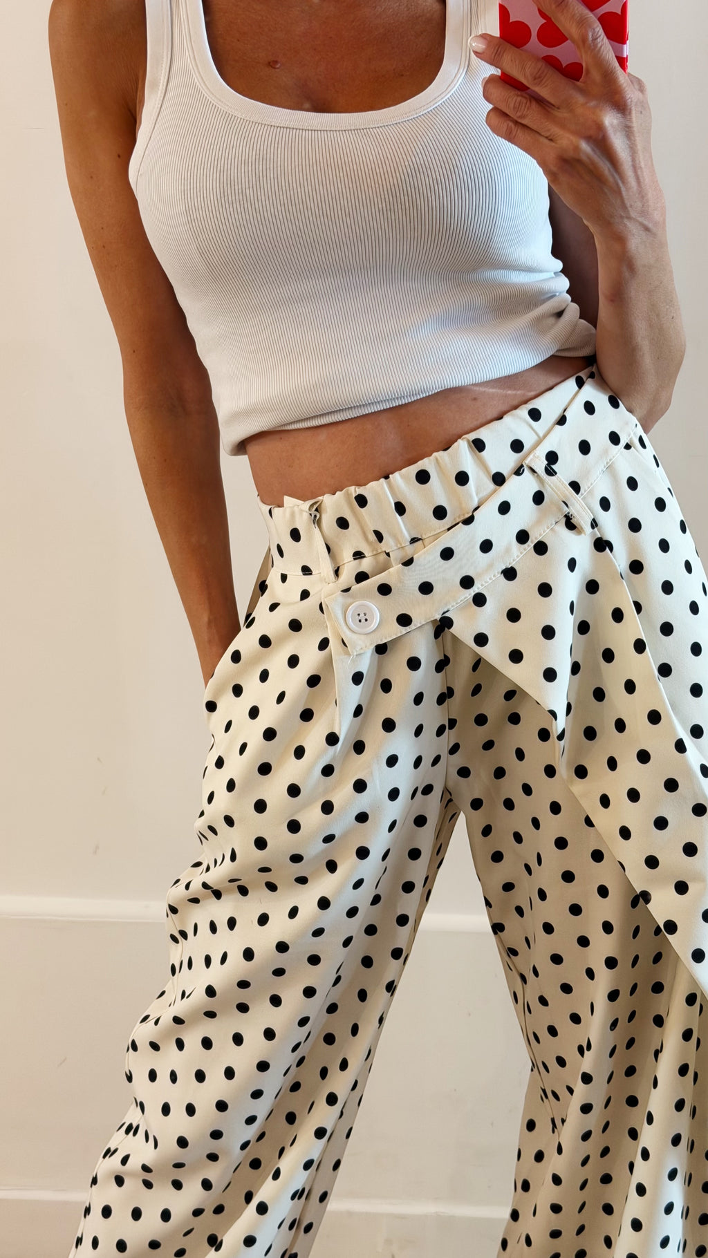 PANTALON Jaguar Blanc à pois
