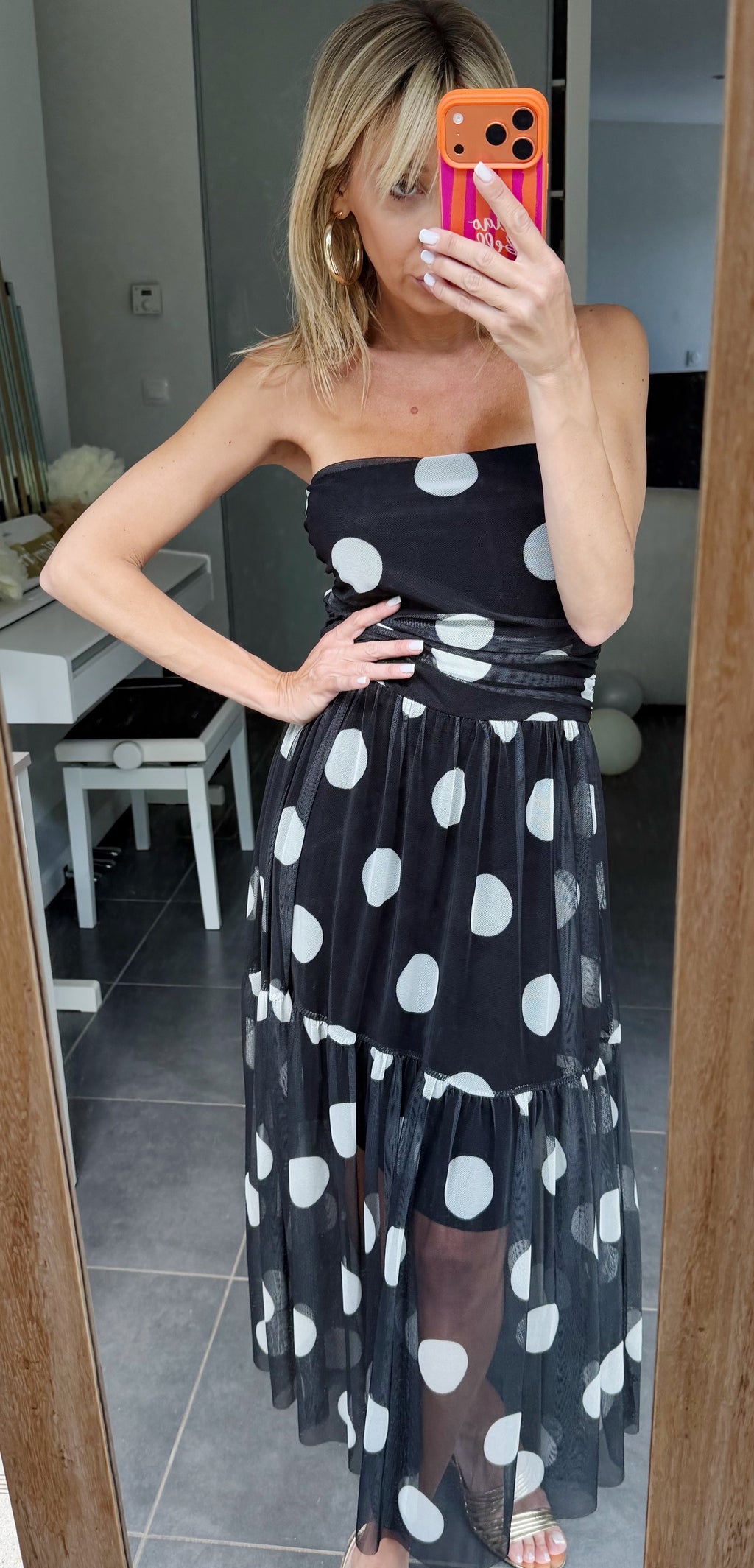 ROBE à pois Black