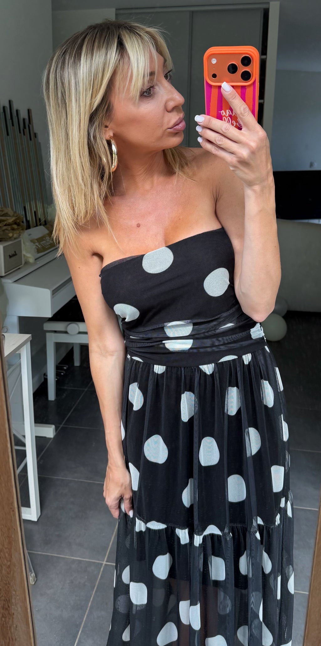 ROBE à pois Black