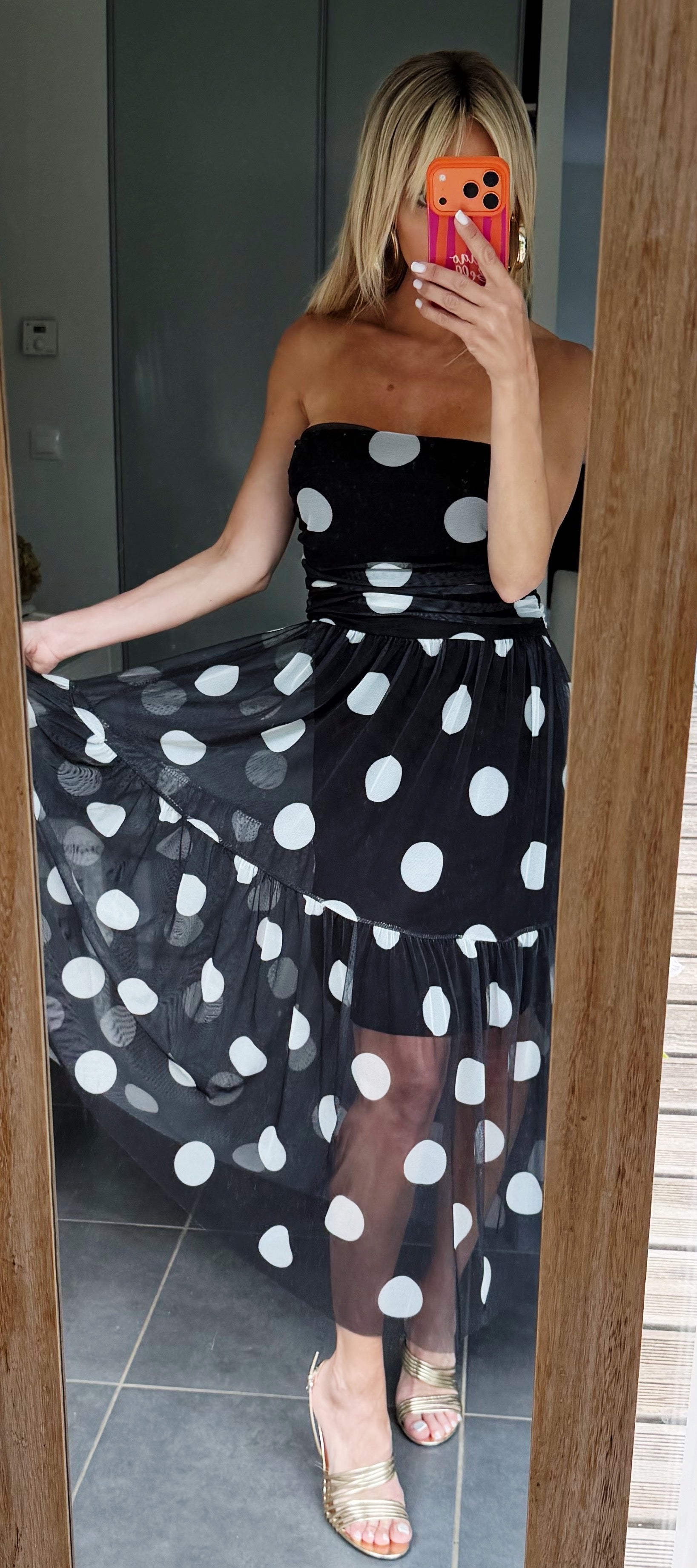 ROBE à pois Black