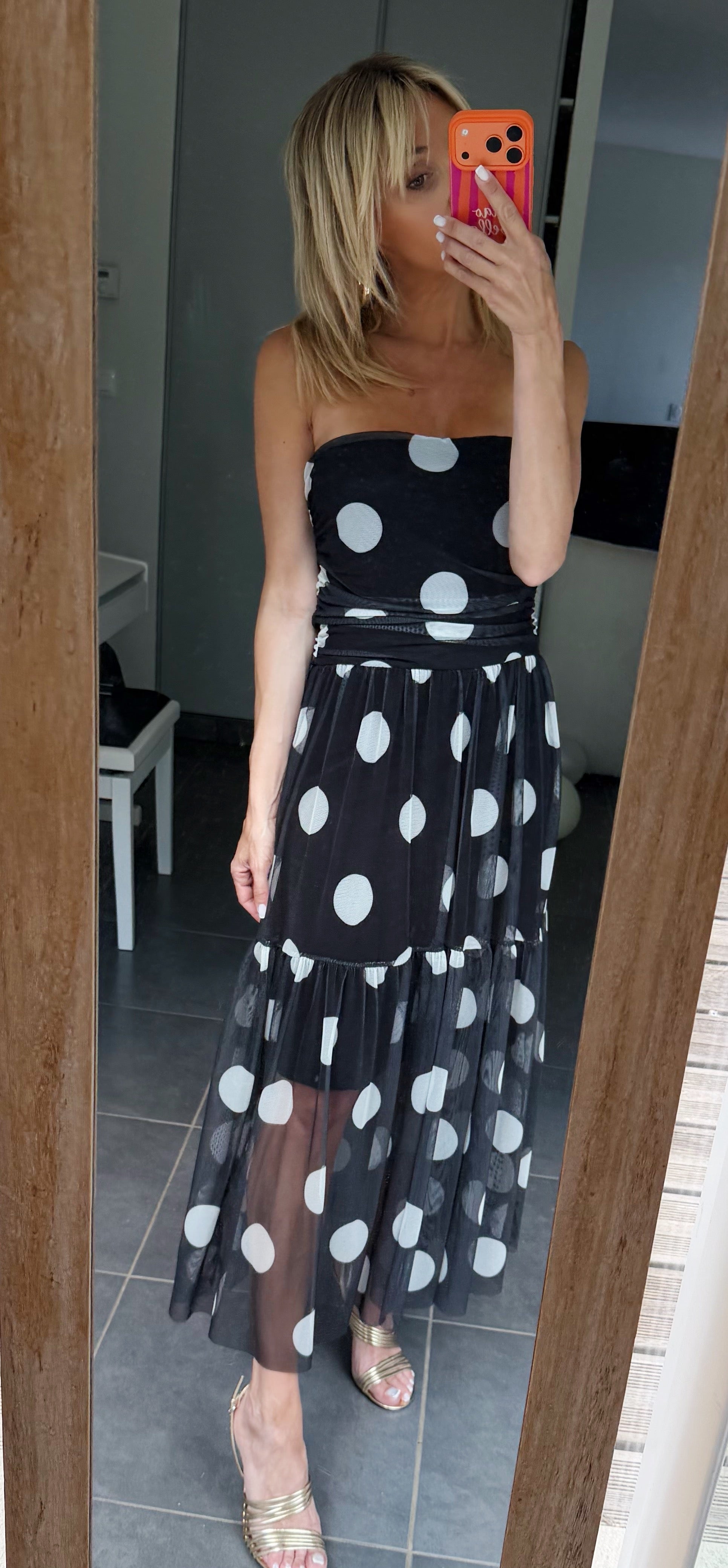 ROBE à pois Black
