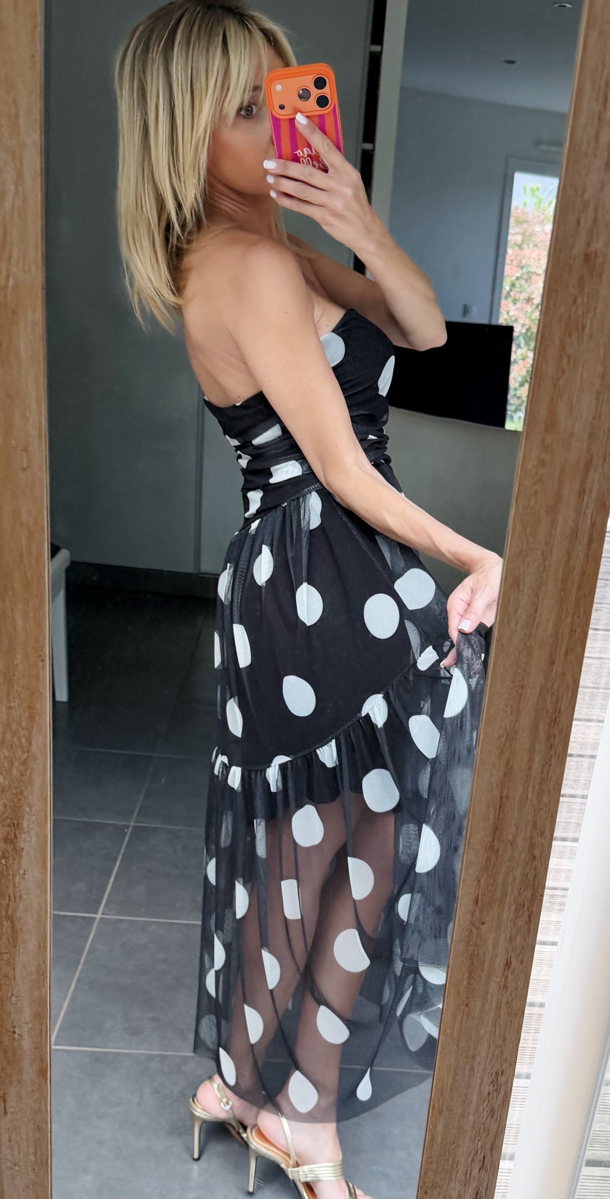 ROBE à pois Black