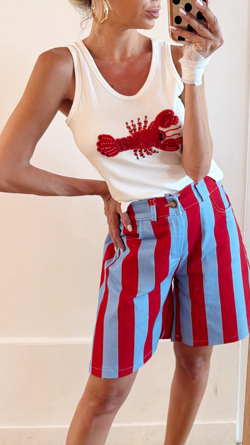 BERMUDA Blush bleu et rouge
