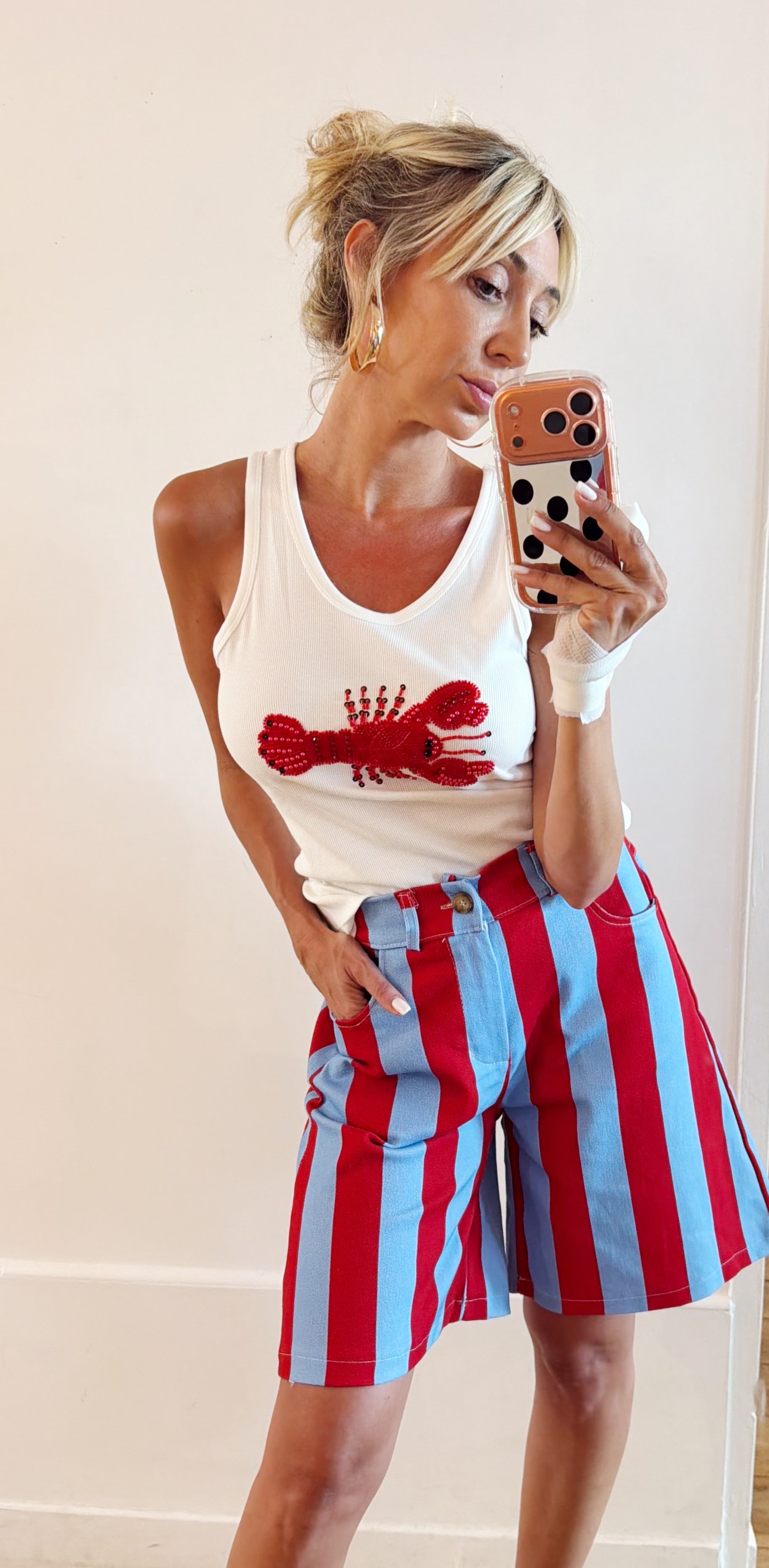 BERMUDA Blush bleu et rouge