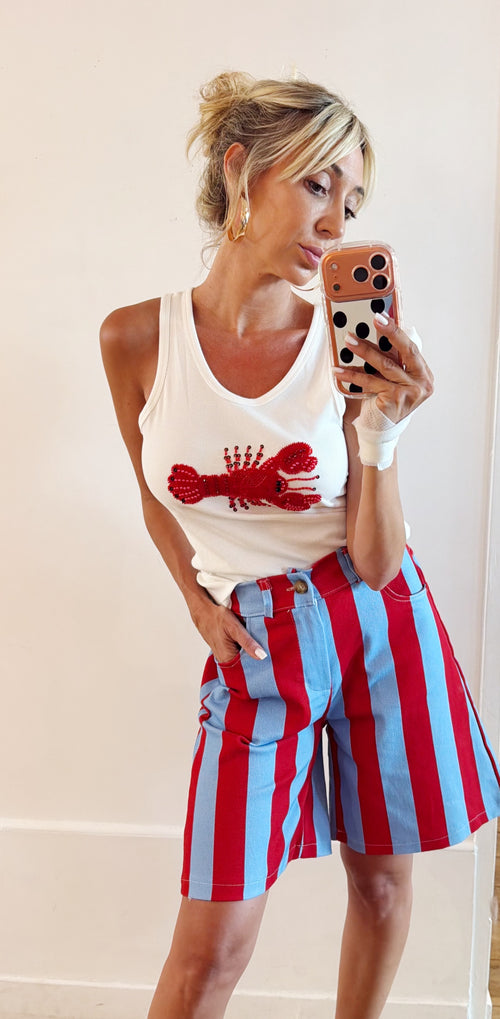 BERMUDA Blush bleu et rouge
