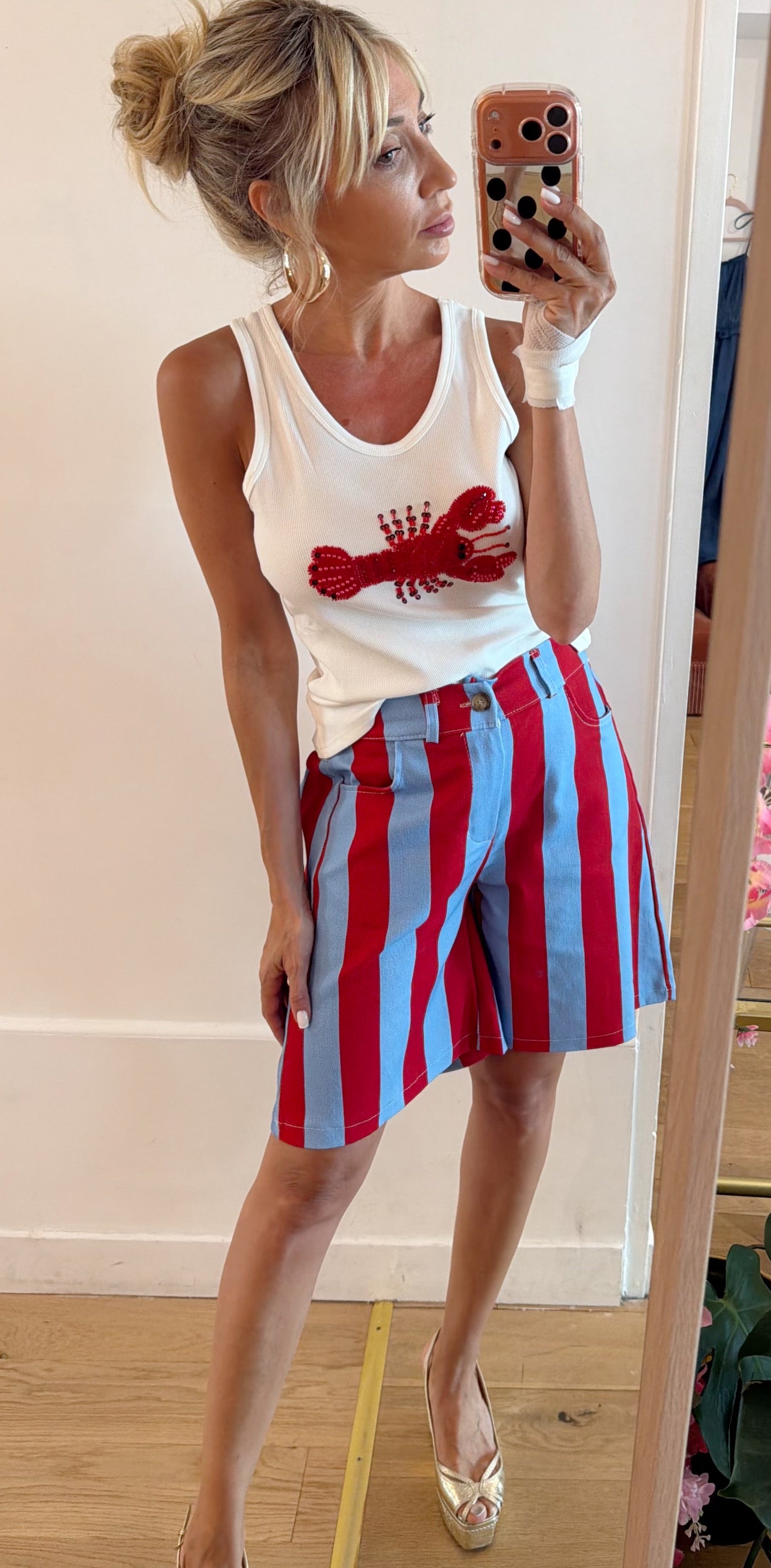 BERMUDA Blush bleu et rouge