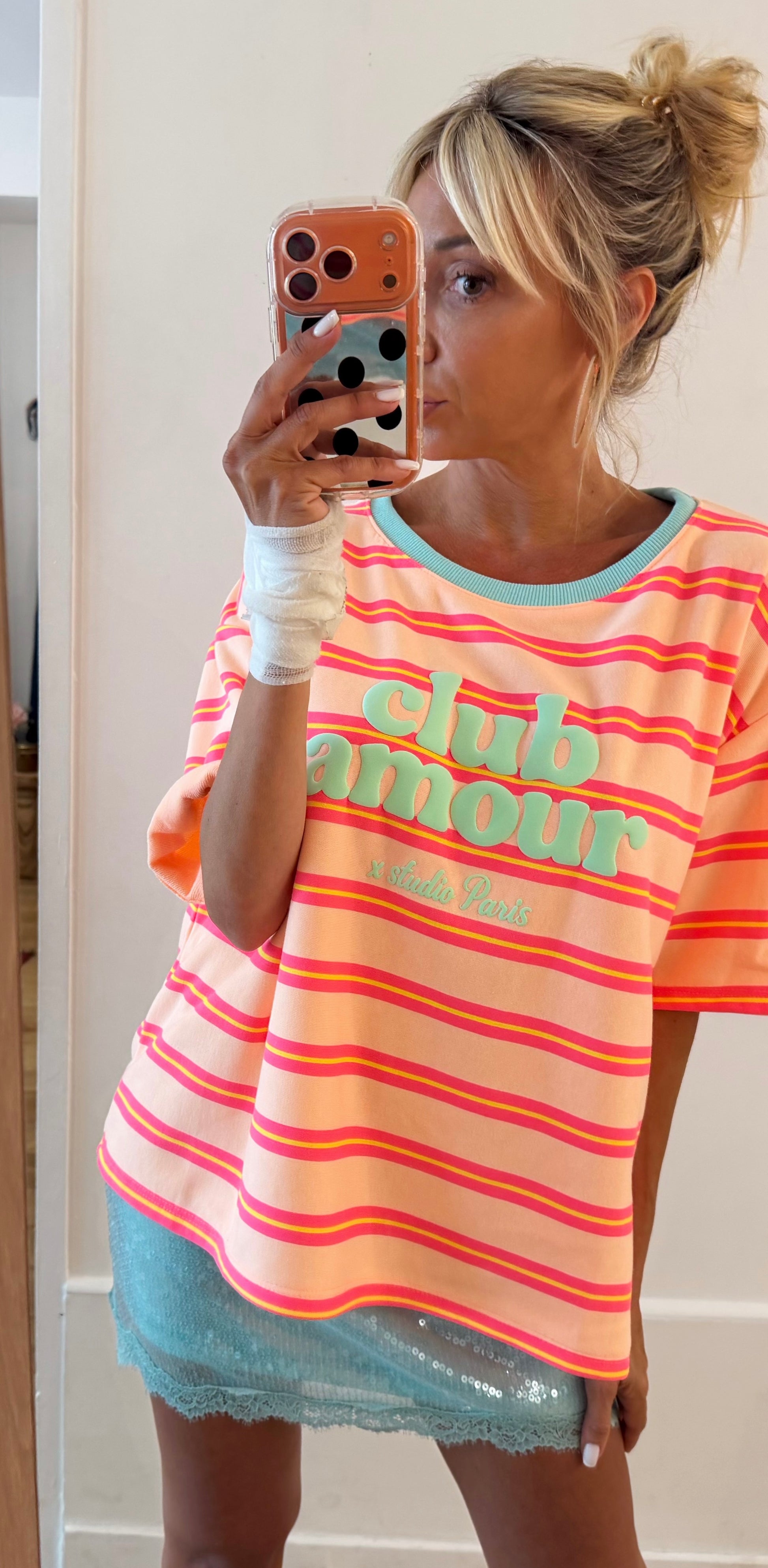 TEE SHIRT Club Amour saumon green