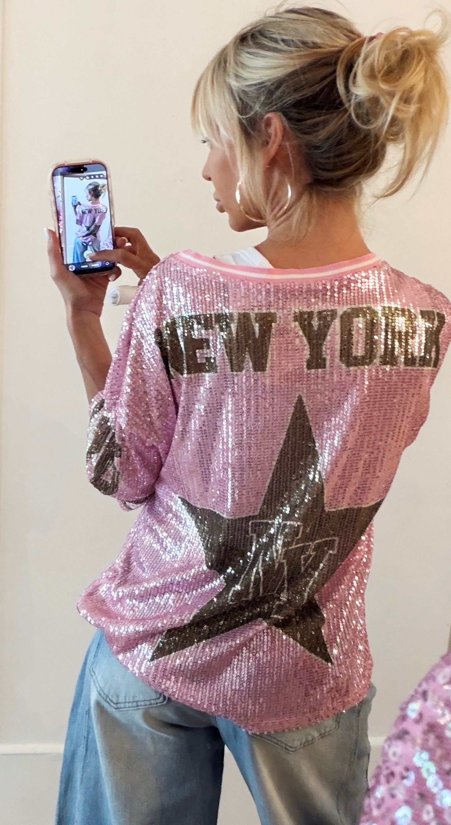 TEE SHIRT New York 26 Rose clair