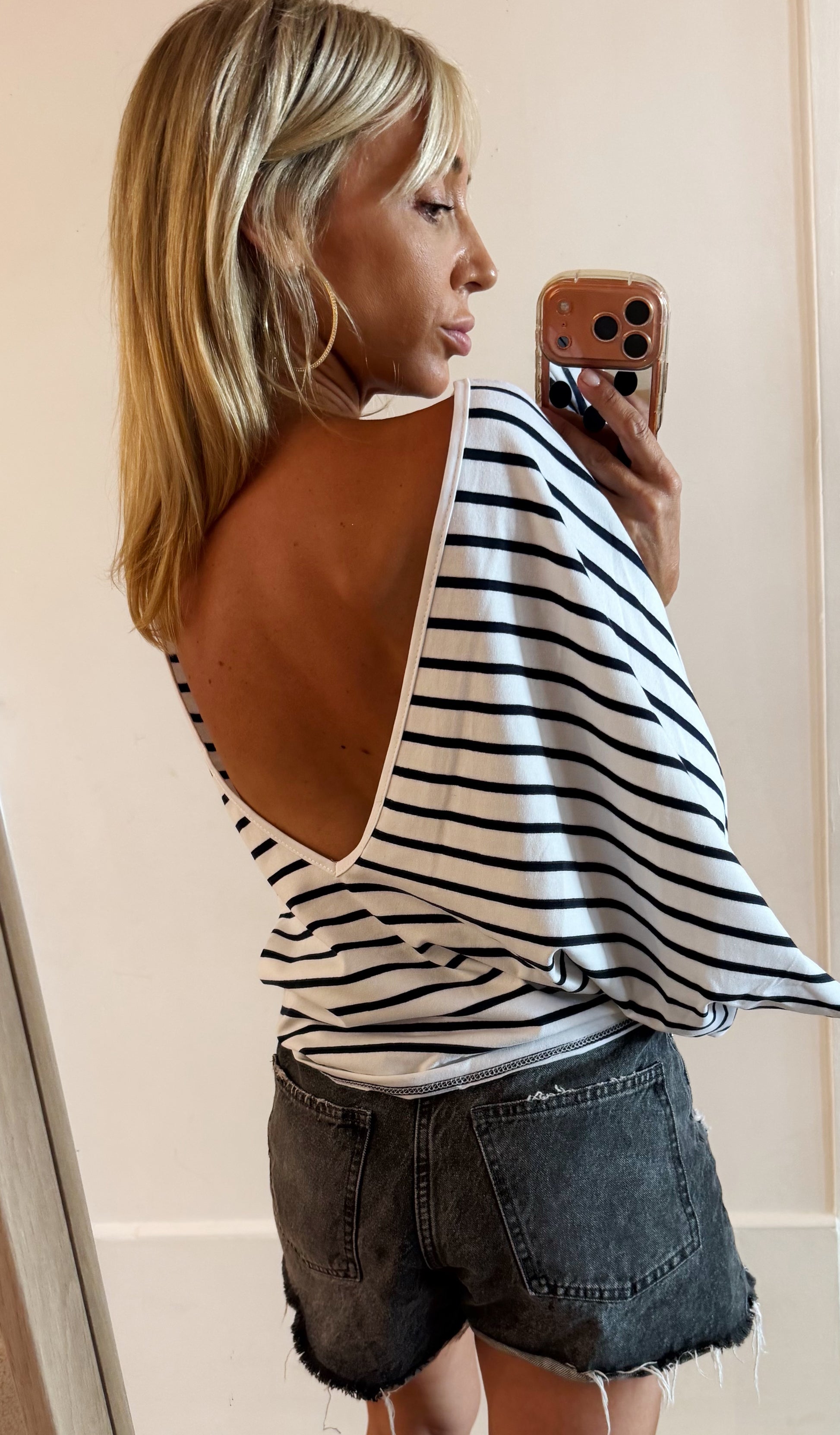 TEE SHIRT Marin blanc et noir