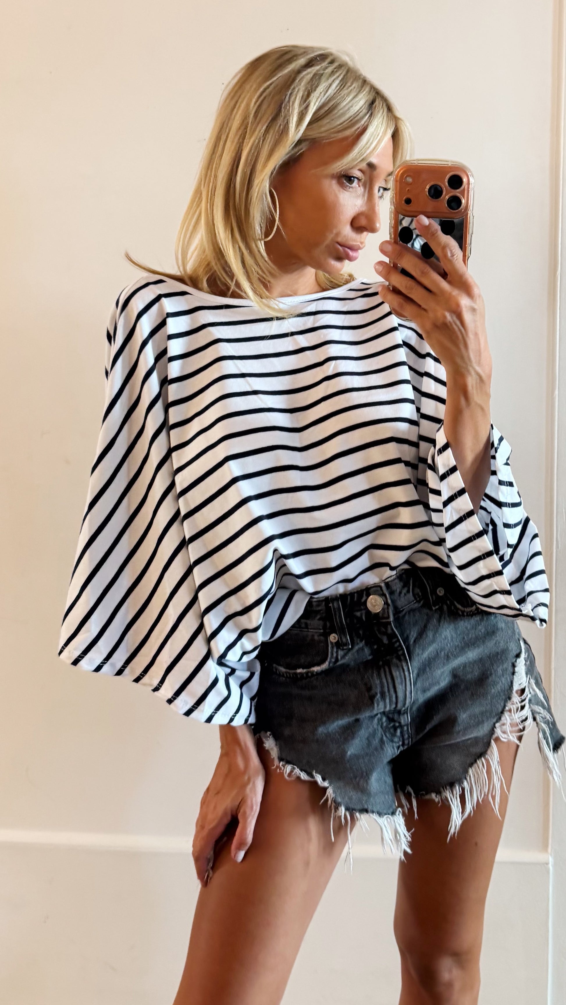 TEE SHIRT Marin blanc et noir