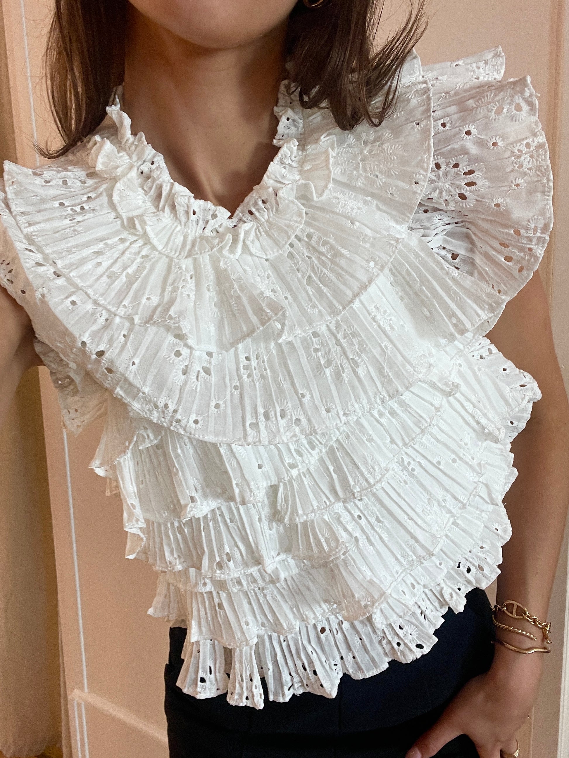 TOP coquillage brodé