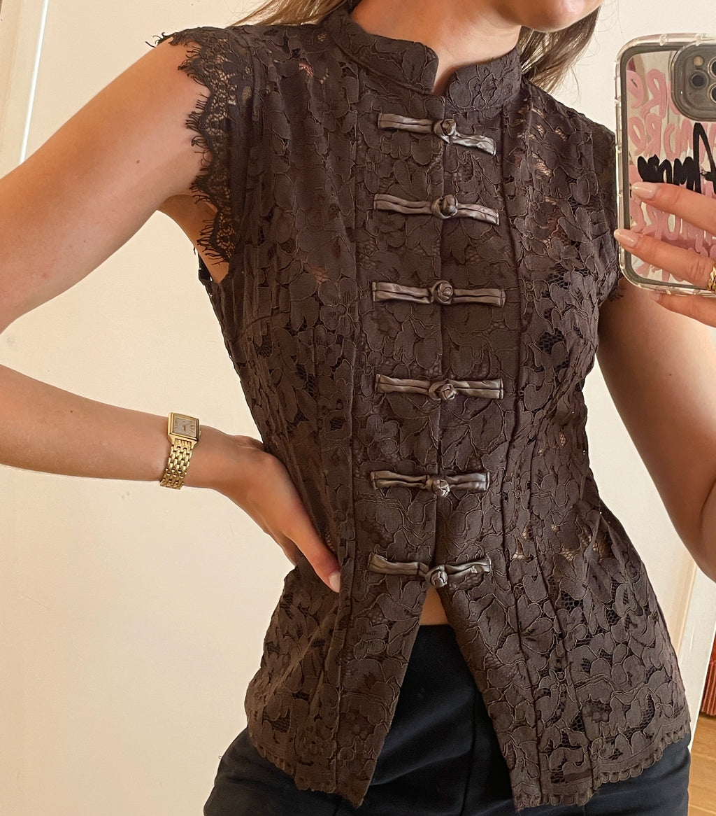 TOP lace brown
