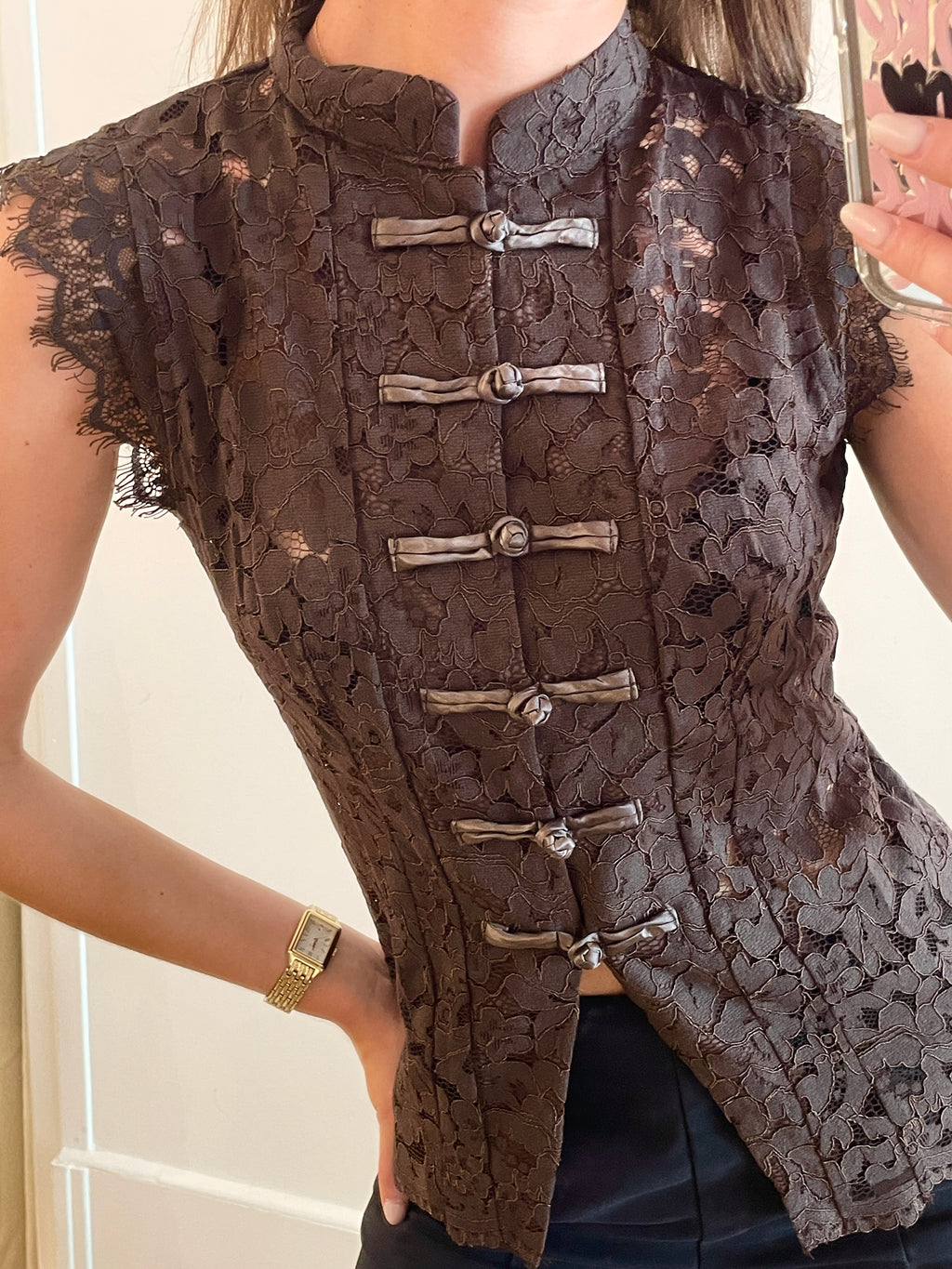TOP lace brown