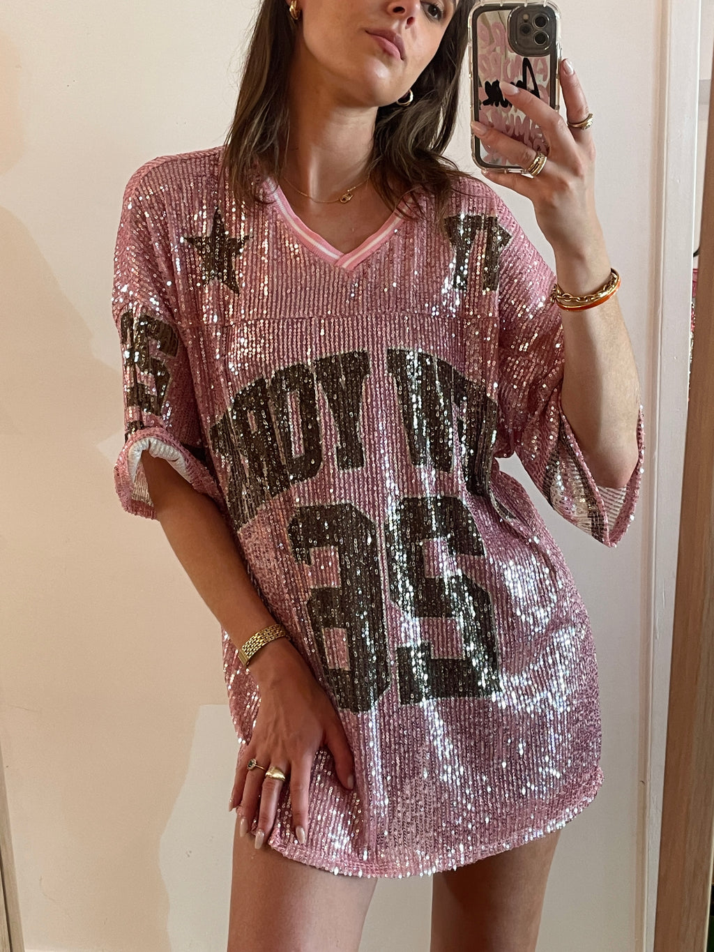 ROBE tee shirt New York rose clair