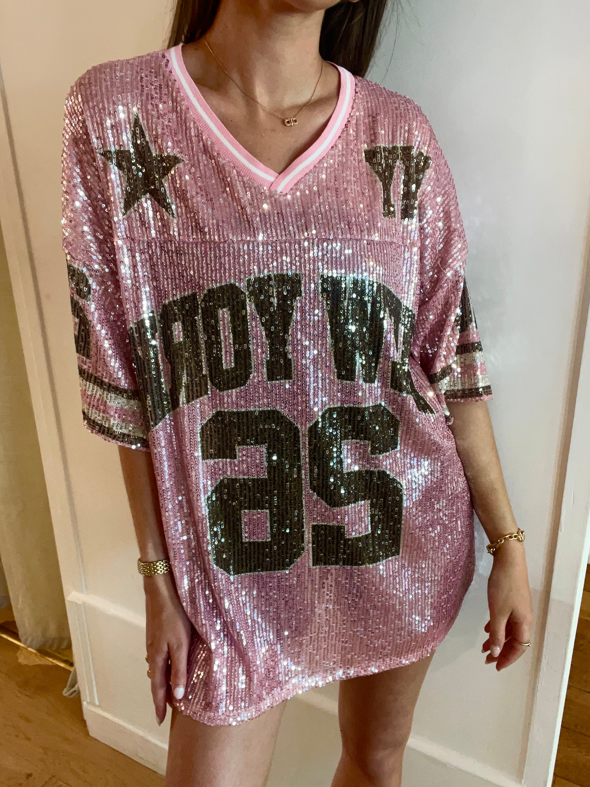 ROBE tee shirt New York rose clair