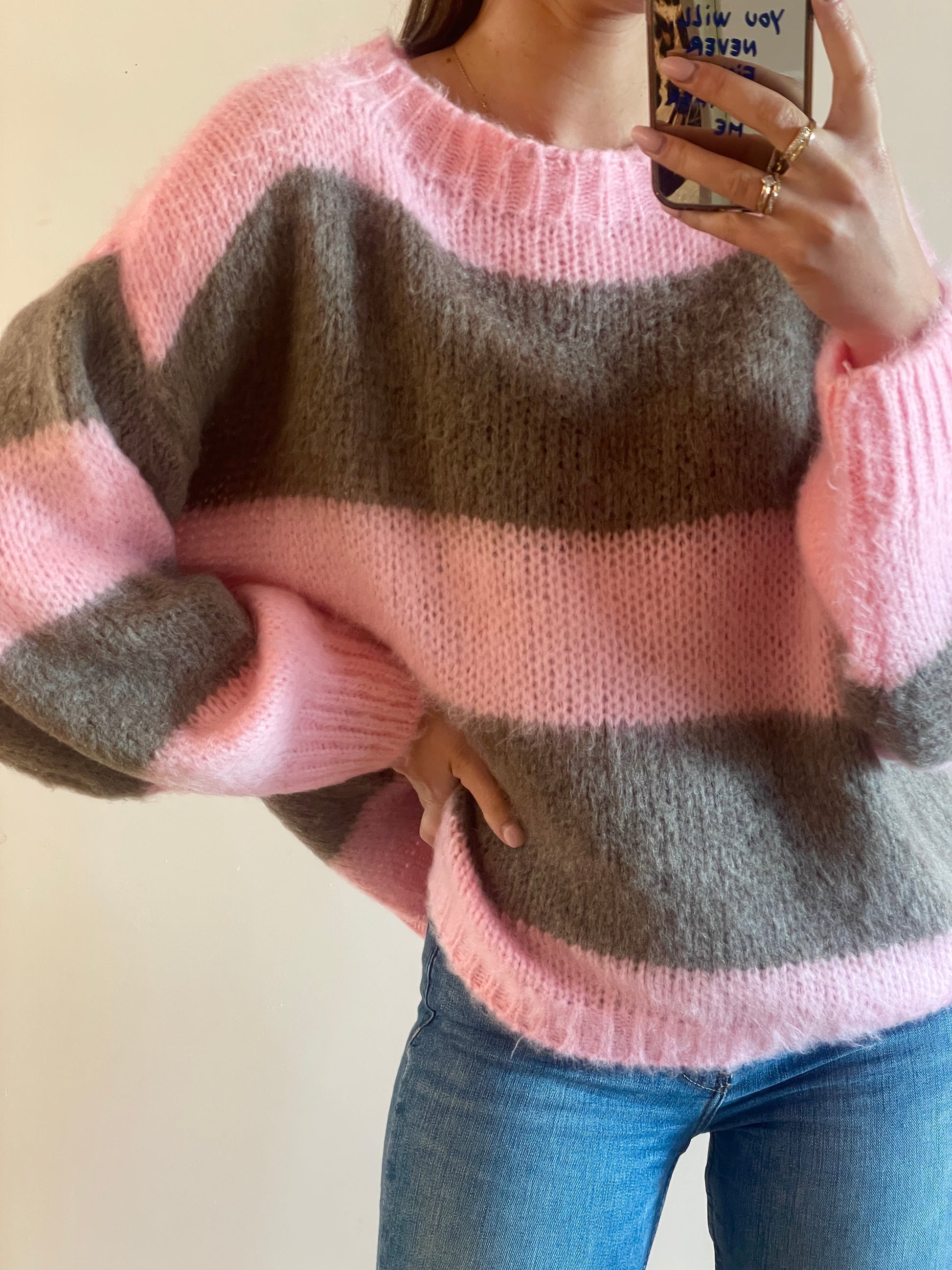 PULL Capucine rose et marron
