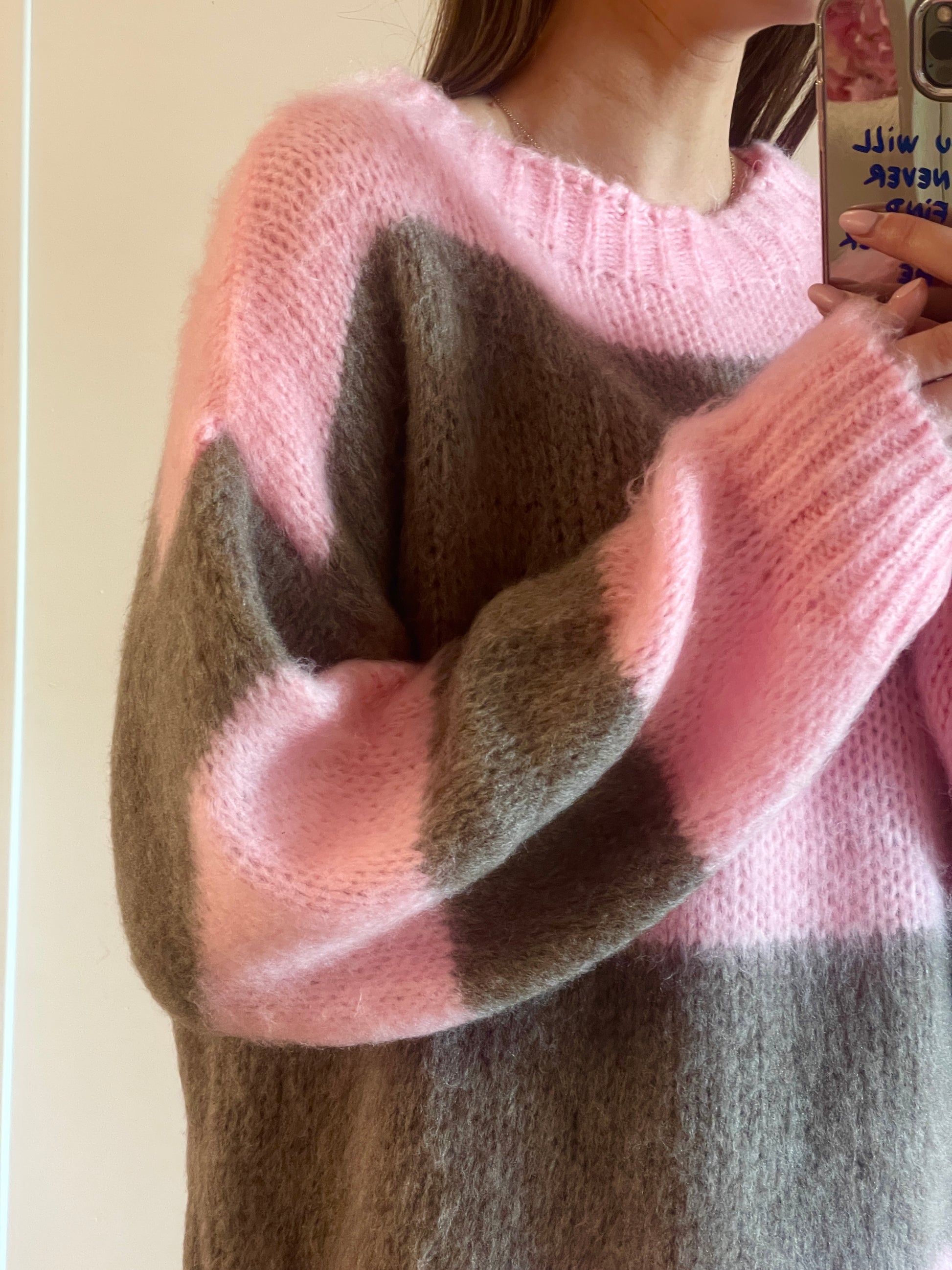 PULL Capucine rose et marron