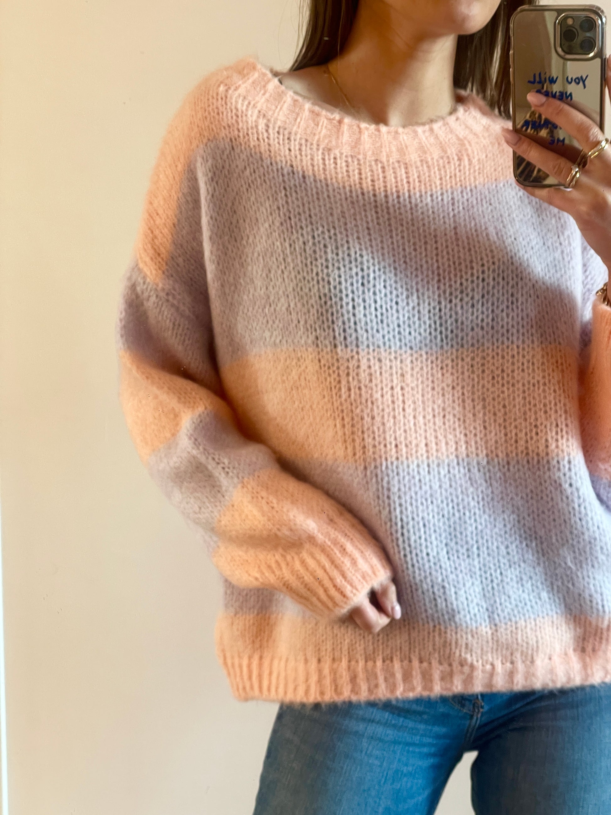 PULL Capucine saumon et violet