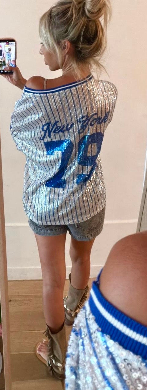 TEE SHIRT New York 79 Baseball bleu