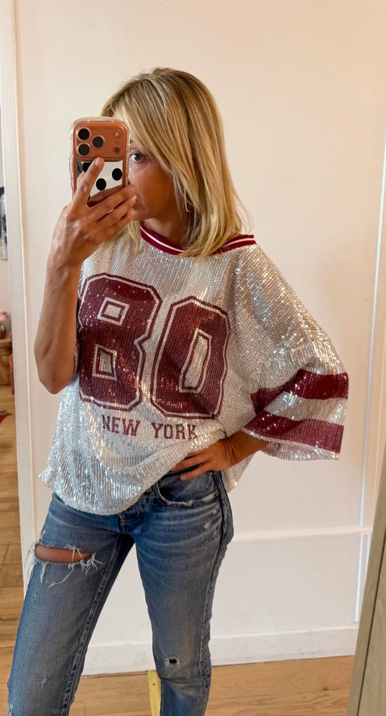 TEE SHIRT New York 80 bordeaux