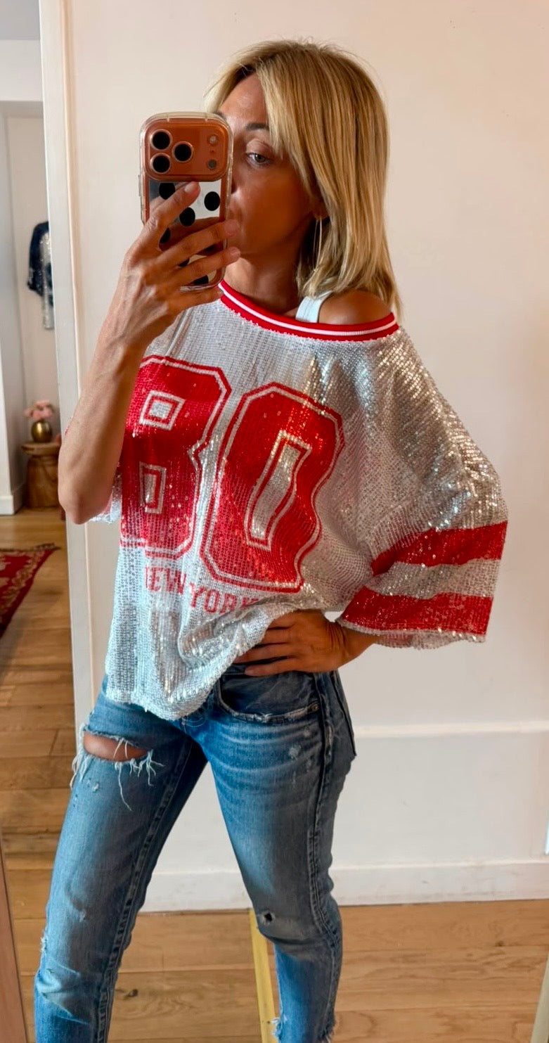 TEE SHIRT New York 80 rouge