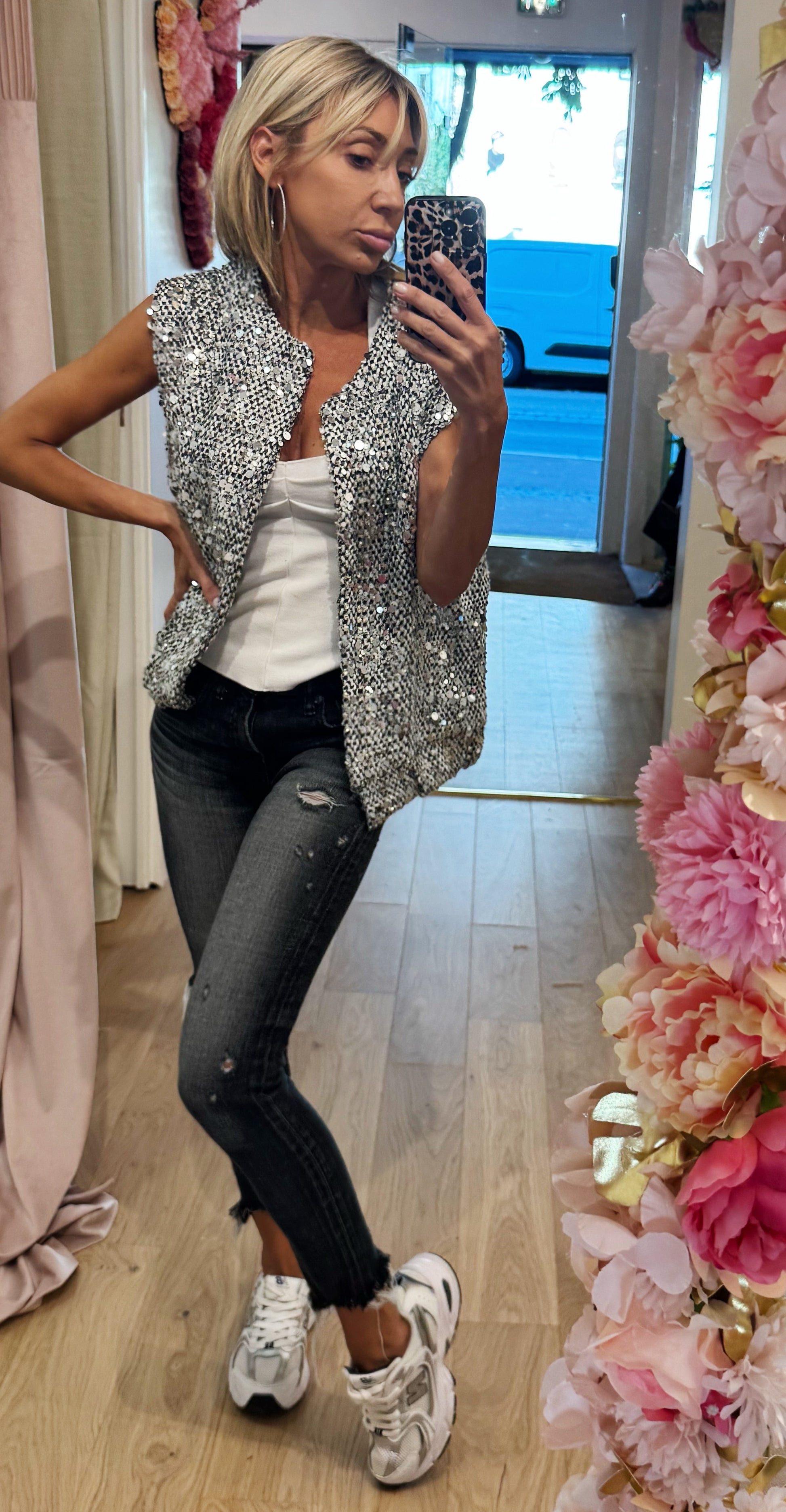 VESTE glitter sans manche