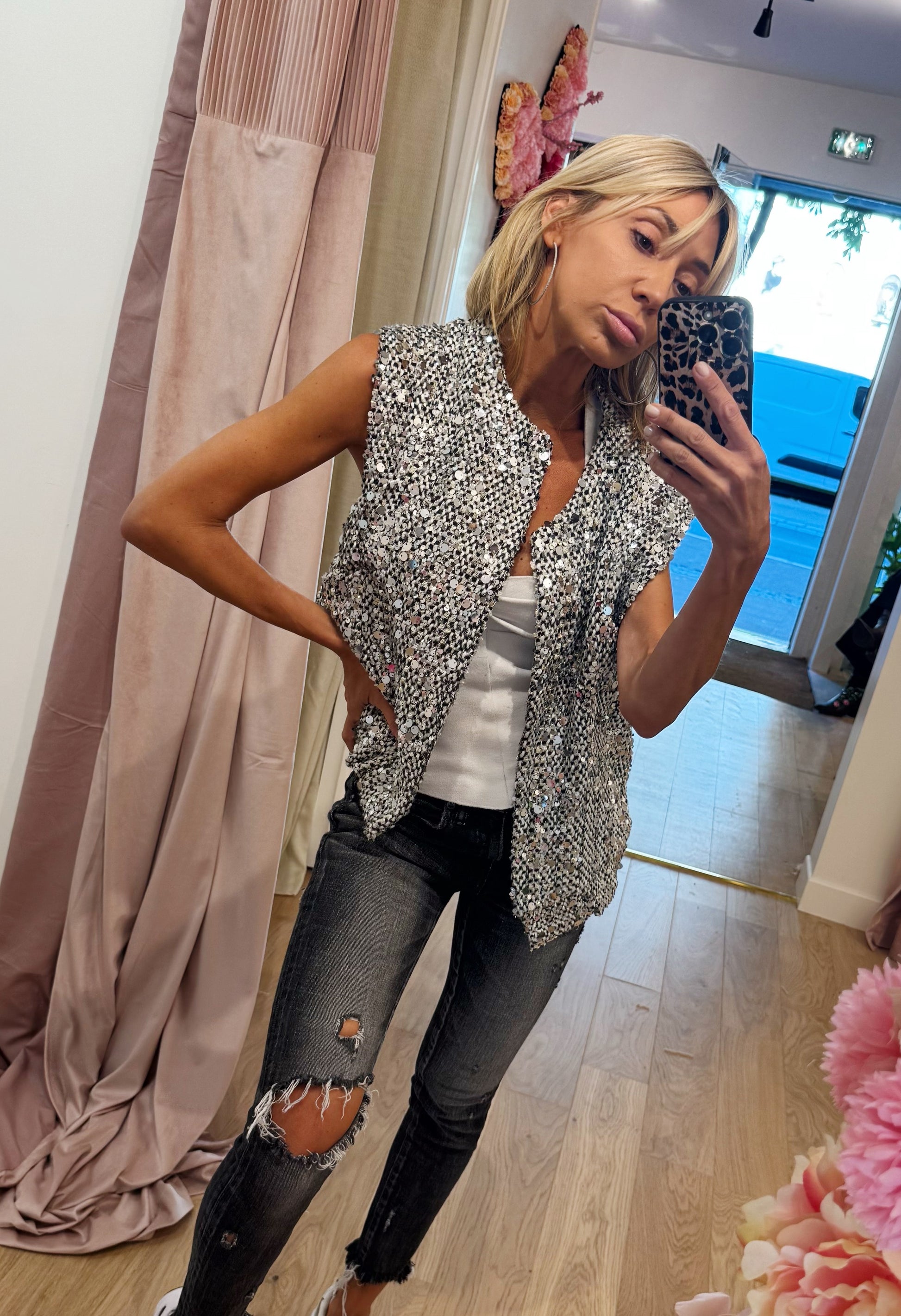 VESTE glitter sans manche
